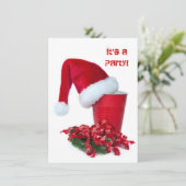 ホリデイレッドパーティーカップとキャップ 招待状 (スタンド正面)