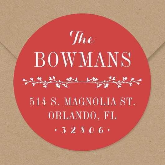 ホリデイレッドファミリーネーム差出人住所 ラウンドシール