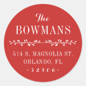 ホリデイレッドファミリーネーム差出人住所 ラウンドシール (正面)