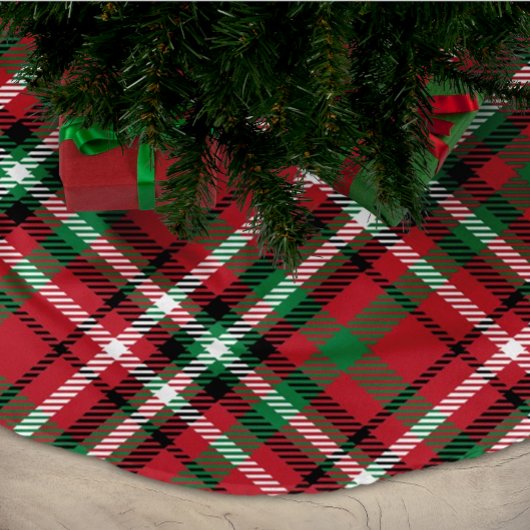 ホリデイレッドプレイドパターン ブラッシュドポリエステルツリースカート