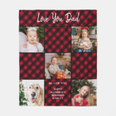 ホリデイレッドプレパーソナライズされたイド5フォトコラージュ フリースブランケット (正面)