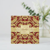 ホリデイレッドメタルダマスクフォイルモノグラム招待状 招待状 (スタンド正面)