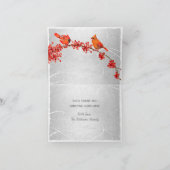 ホリデイレッド深紅色フェイクシルバーサンキューカード サンキューカード (内部)