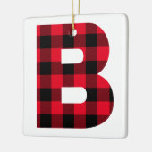 ホリデイレッド&ブラックバッファロープレイドモノグラムB セラミックオーナメント (左)