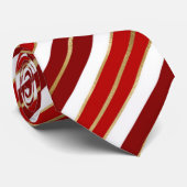 ホリデイレッド、ホワイト、ゴールドフォイルのクリスマスストライプ飾り ネクタイ (ロール)