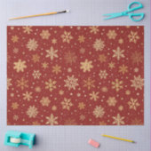 ホリデイレッド&金ゴールドスノーフレーク 薄葉紙 (クラフト)