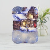 ホリデイヴィンテージキャビン空白のクリスマスカード (スタンド正面)