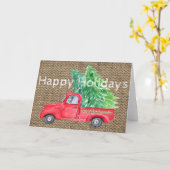 ホリデイヴィンテージトラックグリーティングカード カード (黄色い花)