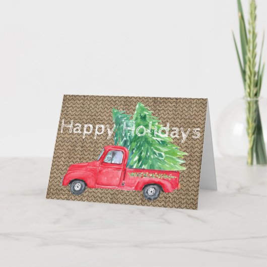 ホリデイヴィンテージトラックグリーティングカード カード (正面)