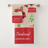 ホリデイヴィンテージトラックメリークリスマスバスルーム バスタオルセット (インサイチュ)