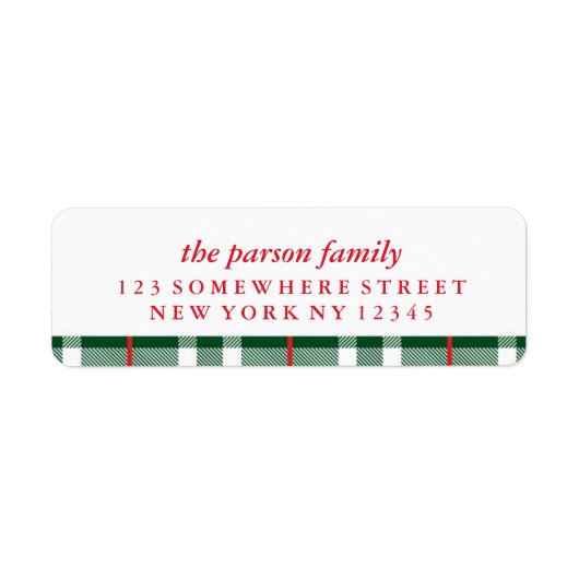 ホリデイ住所 シールグリーンプレイド ラベル (正面)