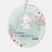 ホリデイ初めてのクリスマスベビーゾウ花 セラミックオーナメント (左)