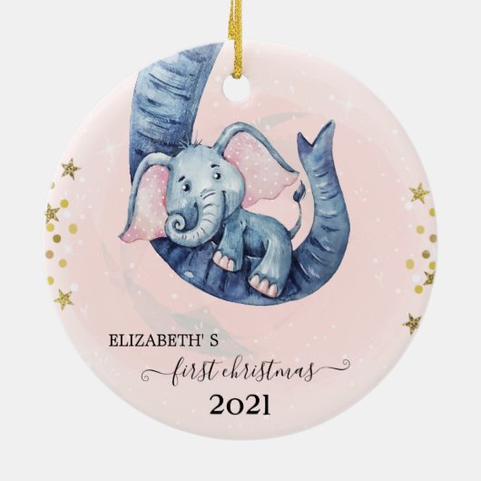 ホリデイ初めてのクリスマスベビーゾウ セラミックオーナメント (裏面)