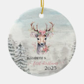 ホリデイ初めてのクリスマスベビートナディアホリーベリー セラミックオーナメント (正面)