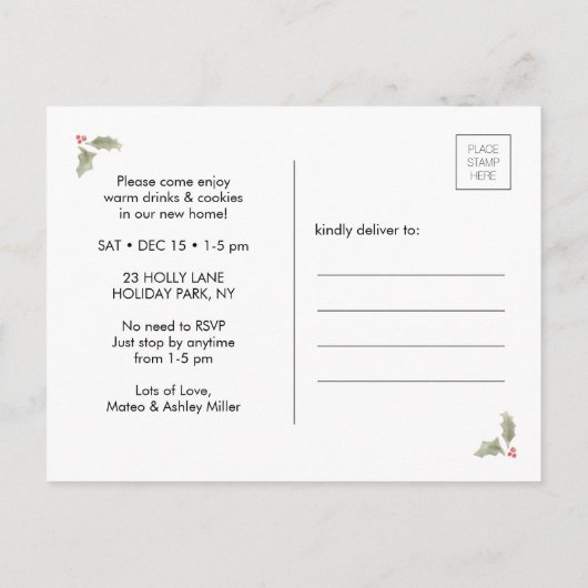 ホリデイ引っ越し祝いパーティーオープンハウス引っ越しました写真 案内ポストカード (裏面)