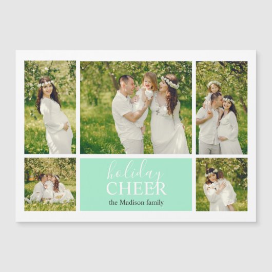 ホリデイ応援グリーンフォトコラージュ磁気カード (正面)