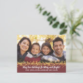 ホリデイ応援ファミリーフォト金ゴールドスパークル シーズンカード (スタンド正面)