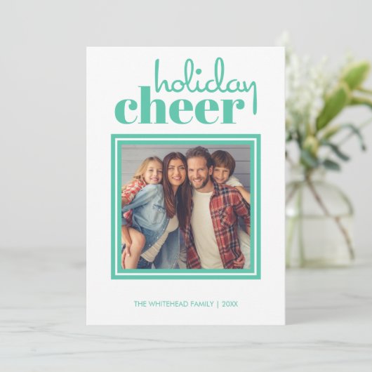 ホリデイ応援フォトクリスマスグリーンホリデーカード シーズンカード (スタンド正面)