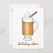 ホリデイ応援ホットバター付きラムクリスマスドリンク シーズンポストカード (正面/裏面)