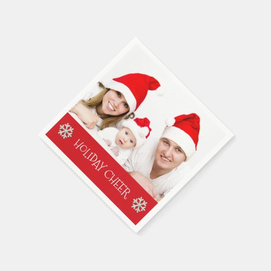 ホリデイ応援モダンファミリーホリデーフォトナプキンス スタンダードカクテルナプキン (角)