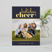 ホリデイ応援モダンフォトネイビーブルー 箔シーズンカード (立ち正面)