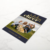 ホリデイ応援モダンフォトネイビーブルー 箔シーズンカード (回転した状態)