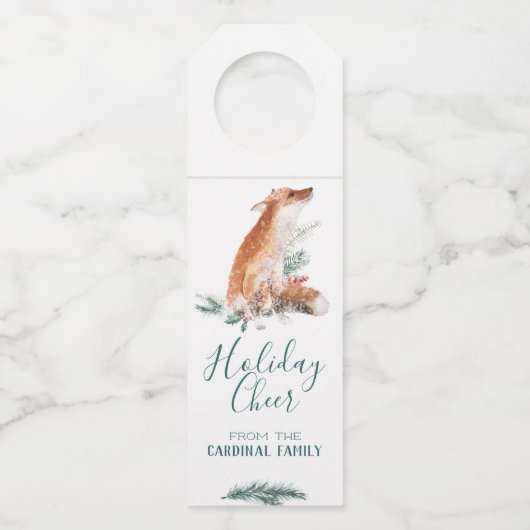 ホリデイ応援レッドキツネ&ウィンターベリー ボトルネックタグ (正面)