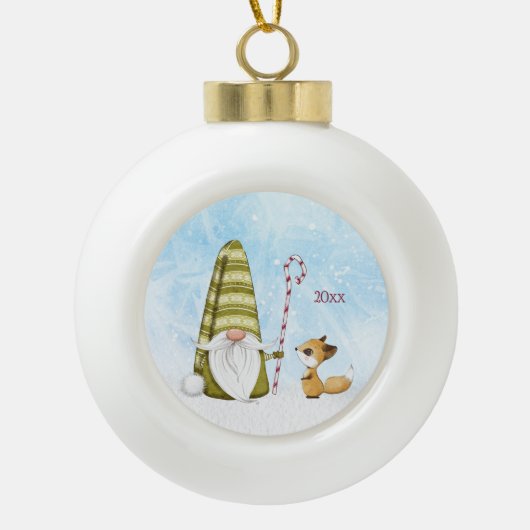 ホリデイ格言とキツネカスタム年記念 セラミックボールオーナメント (正面)