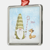 ホリデイ格言wキャンディーケーンとキツネカスタム年 メタルオーナメント (左)