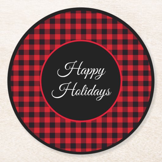 ホリデイ紙コースターズバッファロープレイド ラウンドペーパーコースター (正面)