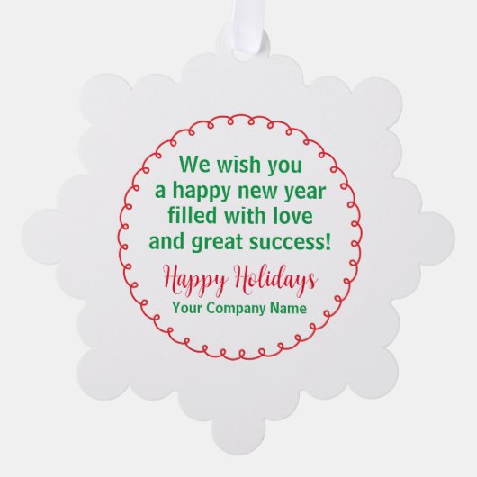 ホリデイ紙スノーフレーククリスマスオーナメントカスタム オーナメントカード (正面)