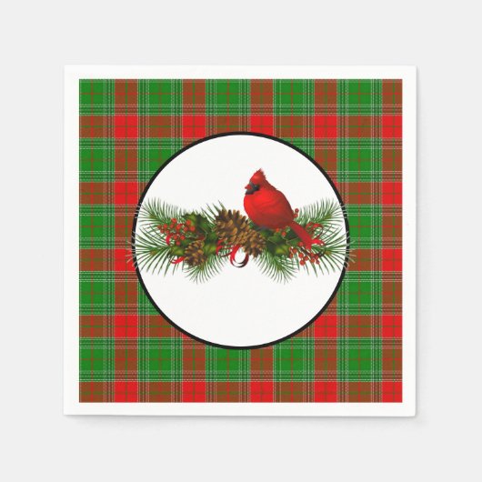 ホリデイ紙ナプキンス – （鳥）ショウジョウコウカンチョウ スタンダードカクテルナプキン (正面)