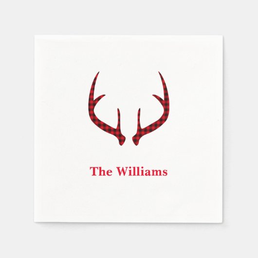 ホリデイ紙ナプキンズ – プレッドディアー〔雄ジカの〕枝角ナプキンス スタンダードカクテルナプキン (正面)