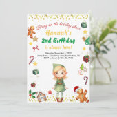 ホリデイ誕生日ガールウィンター小妖精や小人クリスマス 招待状 (スタンド正面)