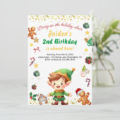 ホリデイ誕生日ボーイウィンター小妖精や小人クリスマス 招待状 (スタンド正面)