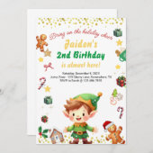 ホリデイ誕生日ボーイウィンター小妖精や小人クリスマス 招待状 (正面/裏面)