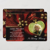 ホリデイ赤いハートフォト悔やみや弔慰サンキューカード 招待状 (正面/裏面)