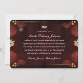 ホリデイ赤いハートフォト悔やみや弔慰サンキューカード 招待状 (裏面)