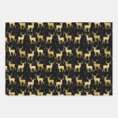 ホリデイ金ゴールドアントラースタグパターモダンン ラッピングペーパーシート (正面2)