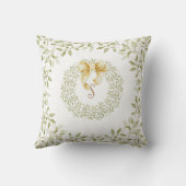 ホリデイ金ゴールドボウグリーナリーリースモノグラム クッション (裏面)