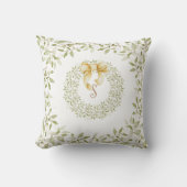 ホリデイ金ゴールドボウグリーナリーリースモノグラム クッション (正面)