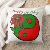 ホリデイ陰陽ポインセティアグリーンレッド クッション (ブランケット)