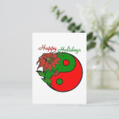 ホリデイ陰陽ポインセティアグリーンレッド シーズンポストカード (スタンド正面)