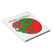 ホリデイ陰陽ポインセティアグリーンレッド ノートパッド (アングル)