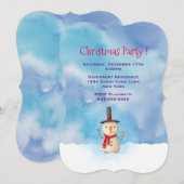 ホリデイ雪だるまなびくクリスマスパーティの招待状 招待状 (正面/裏面)
