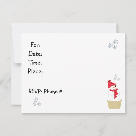 ホリデイ雪だるまカップケーキ招待状 招待状 (裏面)