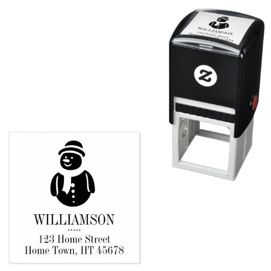 ホリデイ雪だるまスクエア差出人住所 セルフインキングスタンプ (インサイチュ)