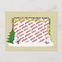 ホリデイ雪だるまファミリーフォトフレーム シーズンポストカード