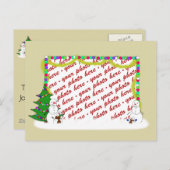 ホリデイ雪だるまファミリーフォトフレーム シーズンポストカード (正面/裏面)