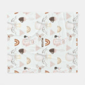 ホリデイ雪だるま、ホットココア&レインボーズコージー フリースブランケット (正面(横))